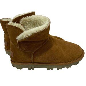 Tommy Bahama Y2K Short Suede Boot Mini Winter Snow White Fleece Lining Size 7